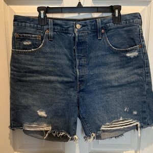 Levi's Blue Distressed Jean Shorts